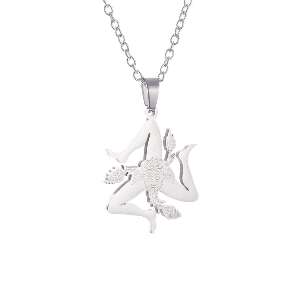 Stainless Steel Sicilian City Pendant Necklace Couple Personality Men's Pendant