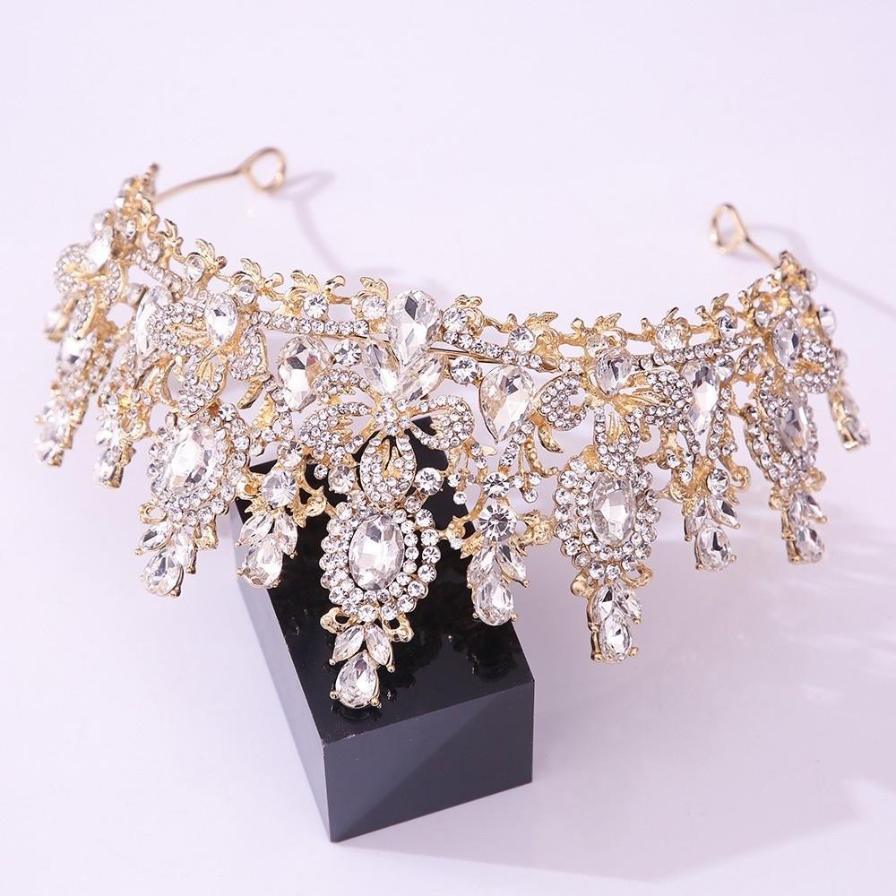 Luxurious Crystal Crown Exquisite Baroque Headpiece Beaded Headpiece Bridal Tiara Quinceanera