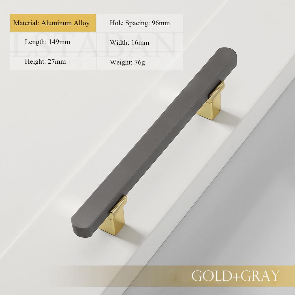Nordic Gold Gray Cabinet Handles & Knobs - Modern Decorative Hardware Pulls for Kitchen/Dresser/Wardrobe/Furniture Door