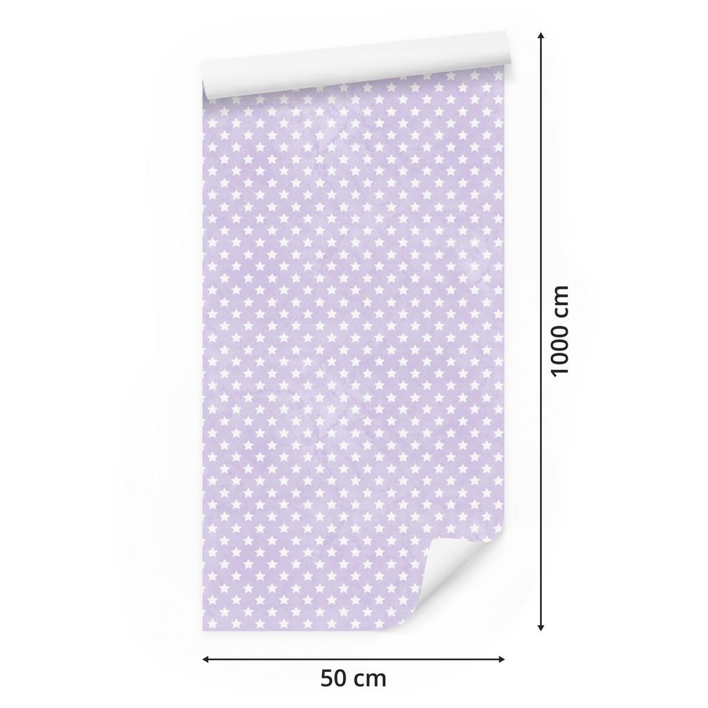Lavender and White Stars Wallpaper for Living Room and Bedroom 50x1000