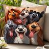 1pc Cute Cartoon Dog Pillow Cover, 45.72x45.72 Cm Soft Plush Decorative Pad with Playful Dog Design - Vibrant Mixed Breed Puppy Illustration, Machine