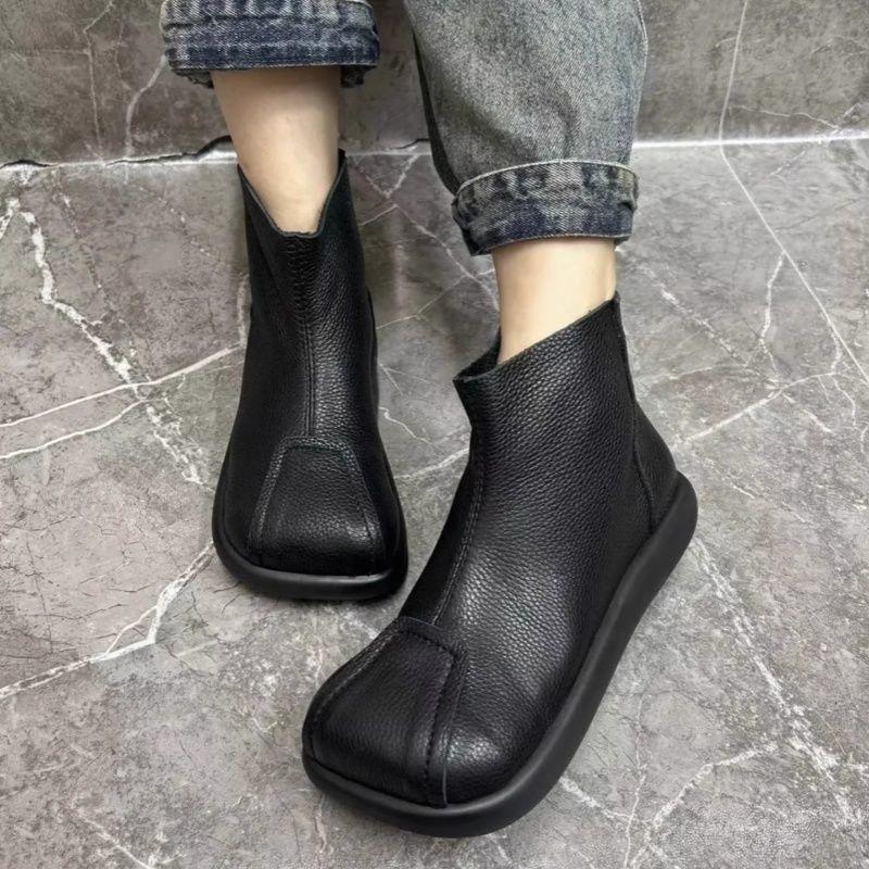 

Осень-зима 2025 новые ретро квадратный носок хлопковые сапоги модные и универсальные, трансцендентный зарубежный стиль на толстой подошве удобные повседневные женские 40
