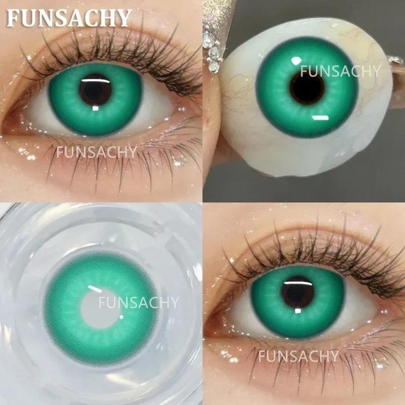 FUNSACHY 2pcs Blind White Contact Lenses for Cosplay Colored Black Contact Lens Red Color Eye Makeup for Halloween Beauty Pupils
