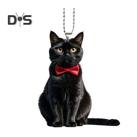 Acrylic Cat Pendant Hanging Decoration with Lanyard Easy To Hang Rearview Mirror Ornament 2D Decorative Car Accessory