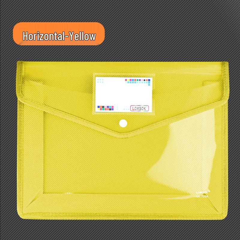 Transparent A4 Thickened Snap Button File Bag - Large Capacity Student Storage and Document Organizer