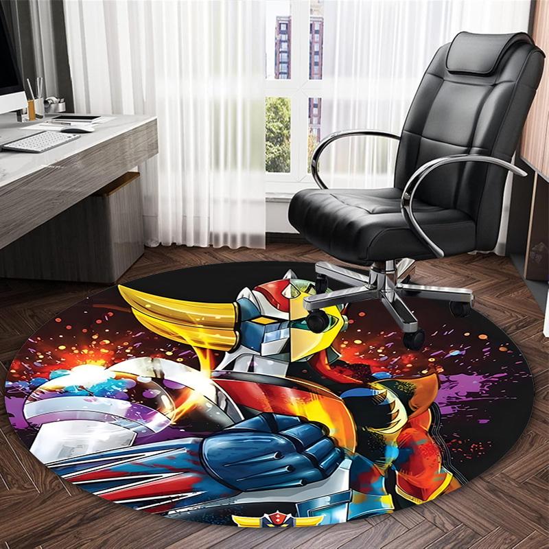 1pc UFO Robot Grendizer5 Print Round Carpet Chair Round Carpet Suitable for Bedroom Living Room Home Decorative Carpet
