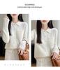 Elegant Wool Sweater: Women's Hollow-Stitch Long Sleeve Lapel Knitwear for Autumn and Winter