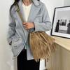 Korean Style Suede Handbag PU Leather Drawstring Bucket Bag Fashion Tassel Shoulder Bag  Women