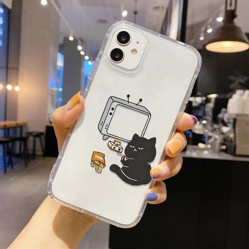 Transparent Cute Cat Phone Case For iPhone 17 Pro Fundas iPhone 16 Pro Max 11 13 15 14 12 Air 17promax Shockproof Silicone Cover