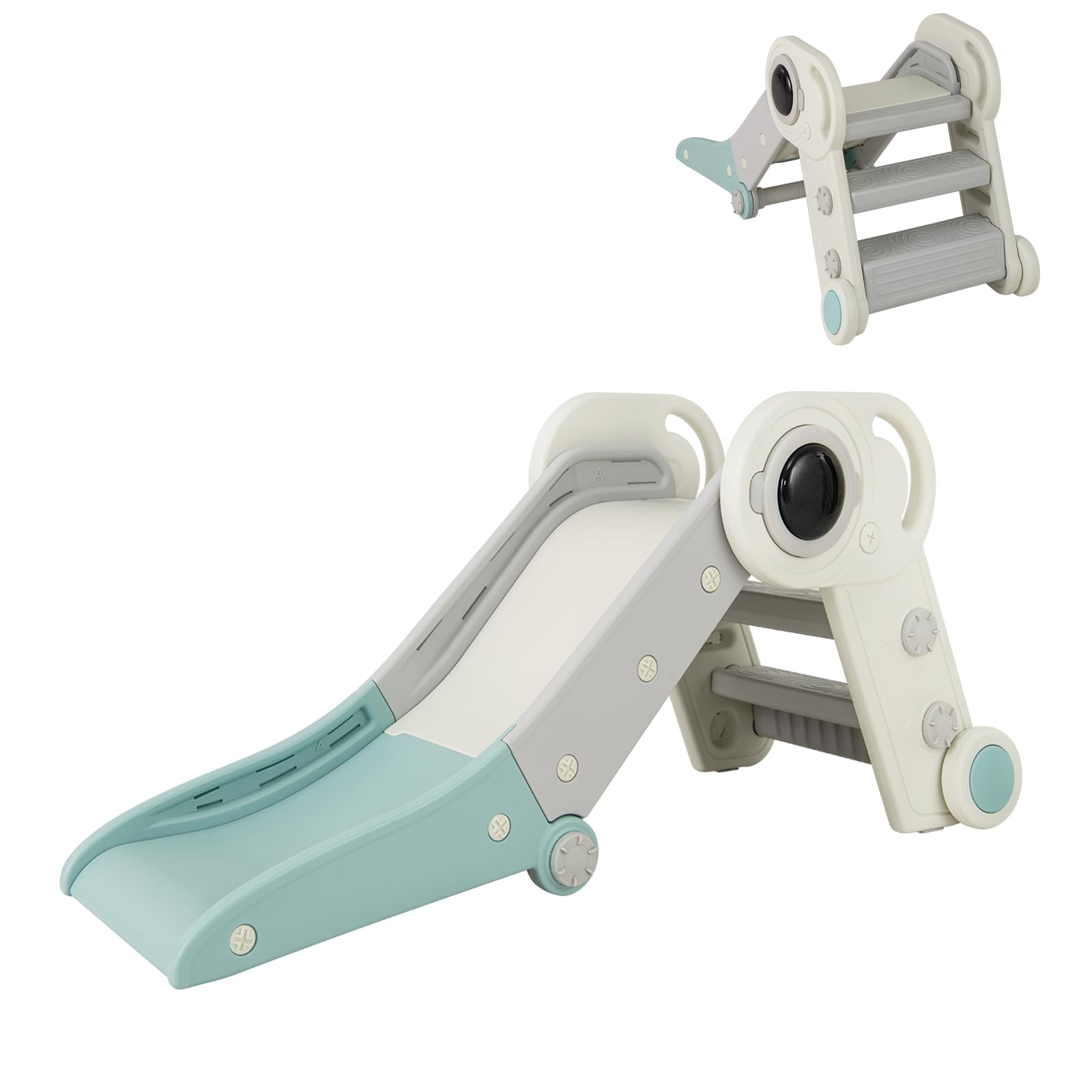 

GYMAX Indoor Kids Slide, Folding Slide, 18.5 W x 47.5 D x 21.5 H, Easy Assembly, Safe Design, Compact Storage, Easy-Grip Handrails, Non-Slip