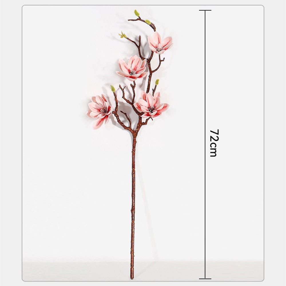 Multi-Bloom Artificial Magnolia Flowers Branch Pink Plastic Fake Flower  Living Room Ornaments