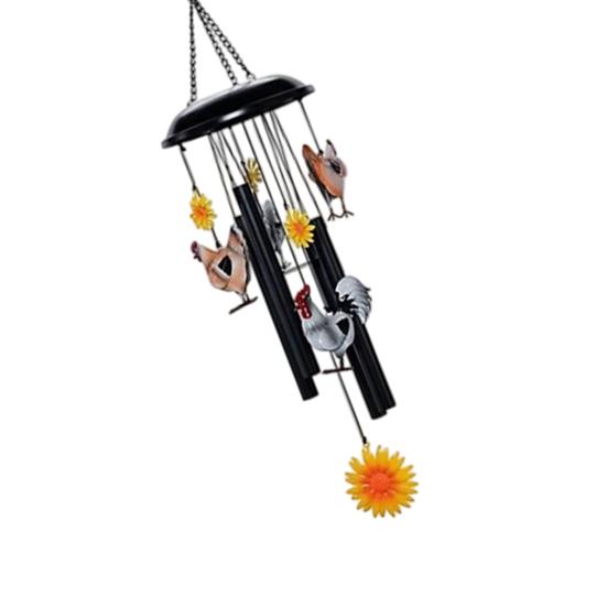 Vintage Chicken Wind Chime Metal Sunflower Chicken Wind Chime Outdoor Indoor Hanging Wind Chime for Garden Porch Terrace Farmhouse