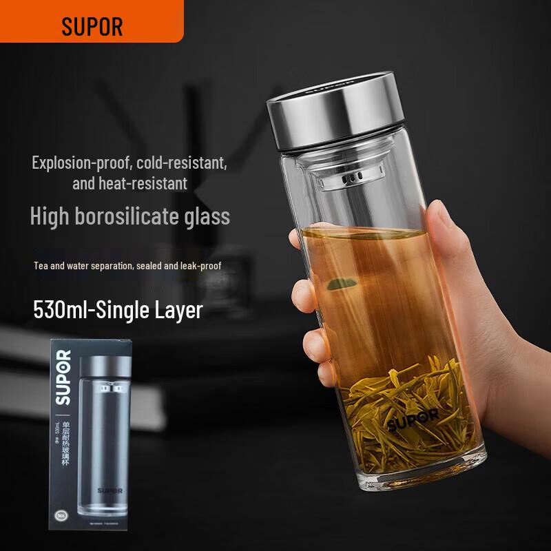 SUPOR 530ml Single-Layer Heat-Resistant Glass Cup
