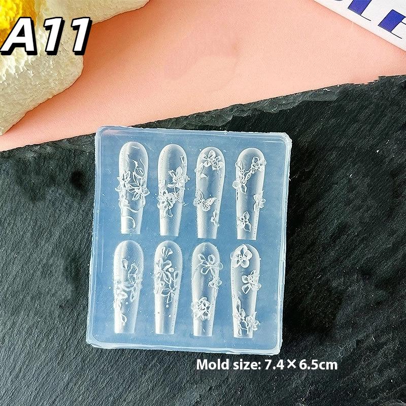 1Pc Chain Ice Flower Butterfly 3D Acrylic Mold Nail Art Decorations Diy Design Silicone Nails Mold