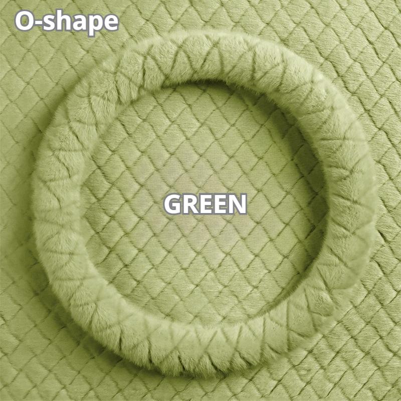 Winter Plush Steering Wheel Cover - High-Density Soft Pile, Warm and Comfortable, Fits 14.5-15 Inch Round Steering Wheels