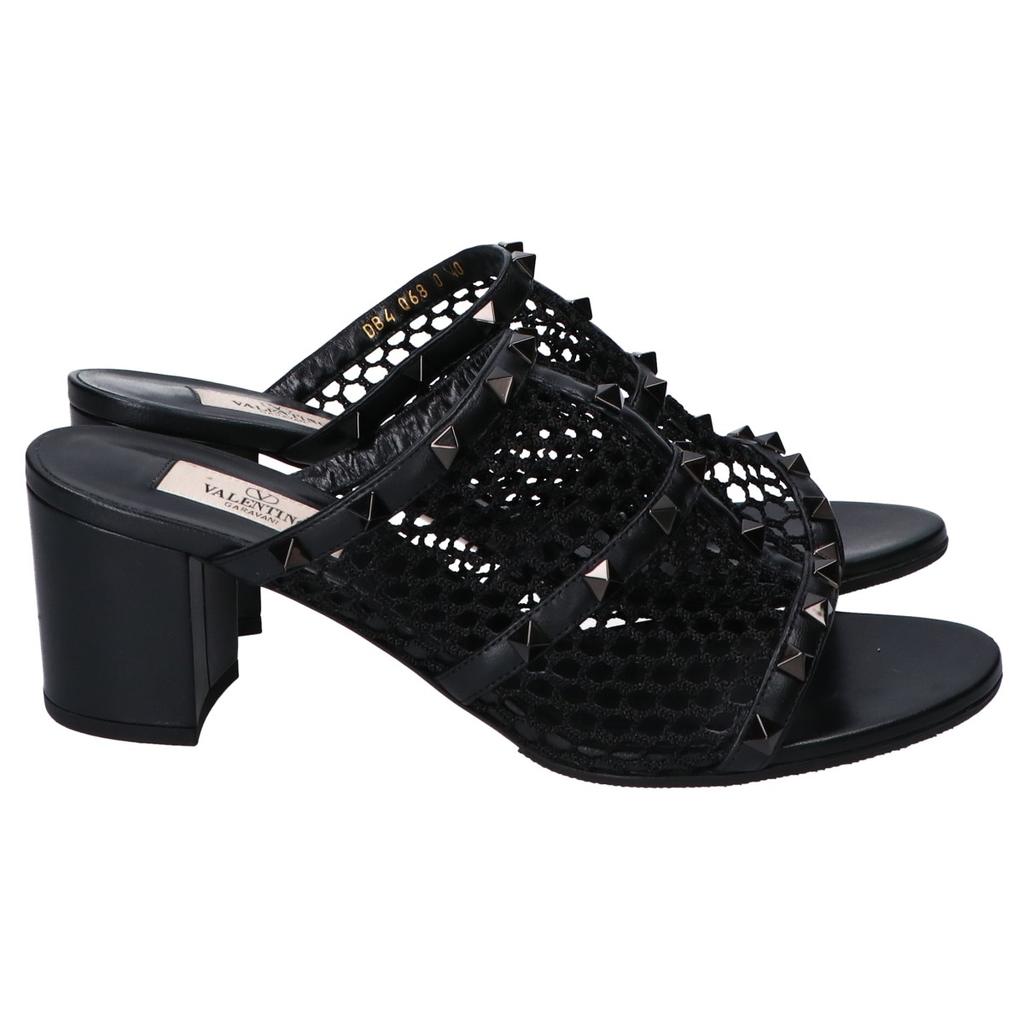 VALENTINO RockStuds Mesh Slide Sandals shoes 40 blackUsed