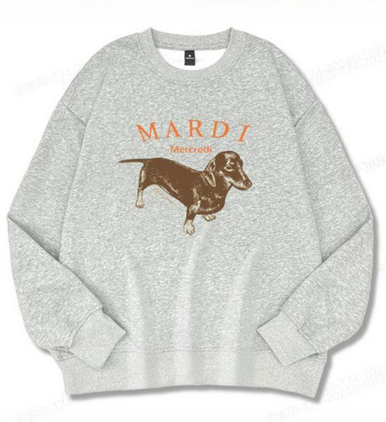 Korean Dachshund Print Sweatshirt 2024: Unisex Round Neck 320g Cotton, Kim Go-eun Inspired