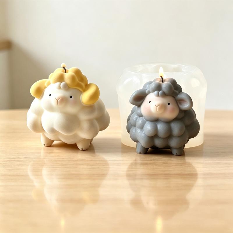3D Sheep Shaped Silicone Mold Reusable Easy Demolding Non-Stick for Homemade Scented Candles Chocolate Soap Baking Crafts