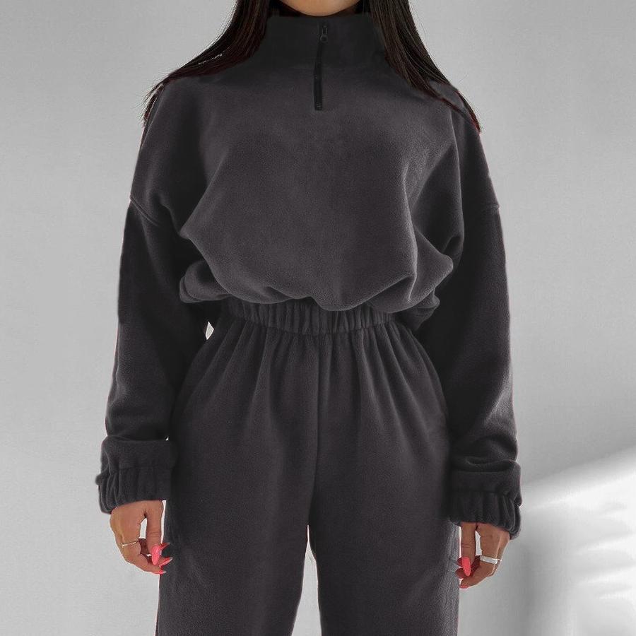 Frühlingsverkauf Neue Damenmode Lässig Locker Reißverschluss Kapuzenpullover Set 2 Teile