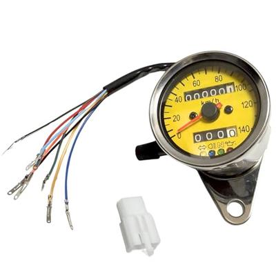 RiNan. Motorcycle Speedometer Mechanical LED 140 Km Universal Silver X Yellow