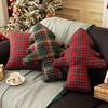 Christmas Tree Throw Pillow Retro Plaid Pattern Pillow Checkered Xmas Decorative Pillow for Festive Party Living Room Sofa Couch