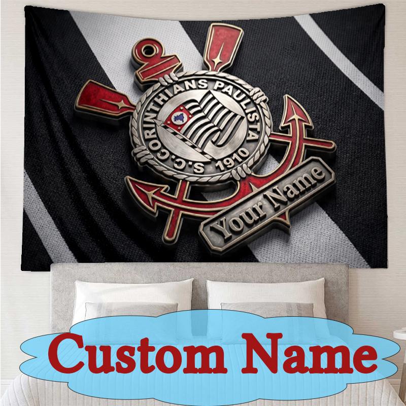1pc Customized Name Corinthians Paulista Soccer Club Pattern Decorative Tapestry Innovative Wall Hanging Art for Home Use
