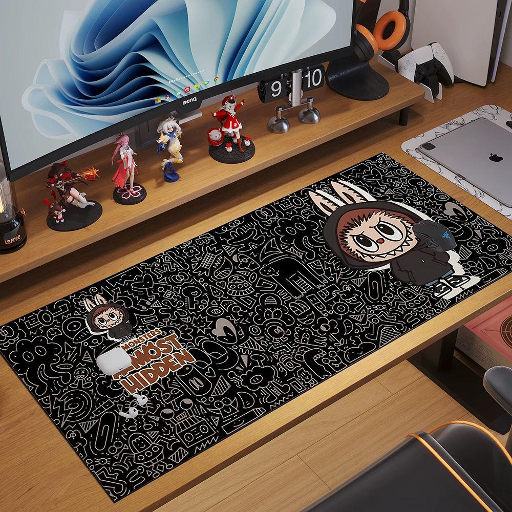 Labubu Trendiges Gaming-Mauspad, Übergroßes E-Sport-Spiel, Bürocomputer, Laptop, Rutschfeste Tastaturunterlage