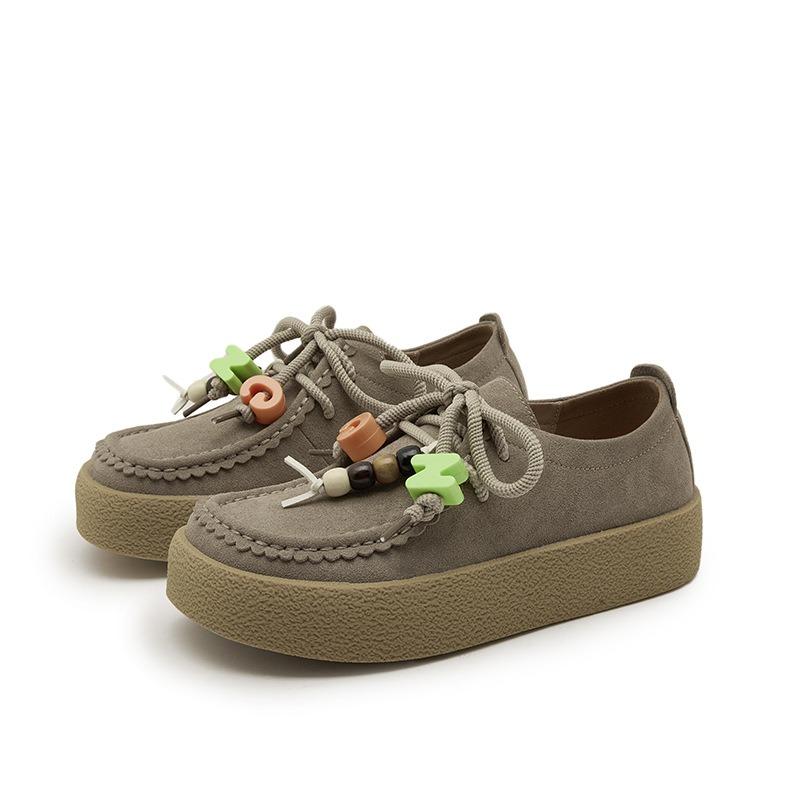 Platform kangaroo shoes women's autumn new casual retro suede single shoes women's shoes