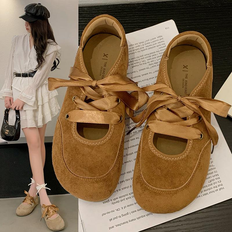 Nischendesign Ballerinas Damen neu Riemchen Retro eckige Spitze flacher Boden Mary Jane Einzelne Schuhe große Größe Damenschuhe