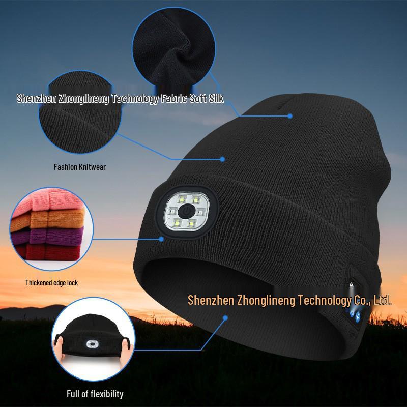 Czapka zimowa LED z Bluetooth 5.0 do aktywności nocnych na świeżym powietrzu