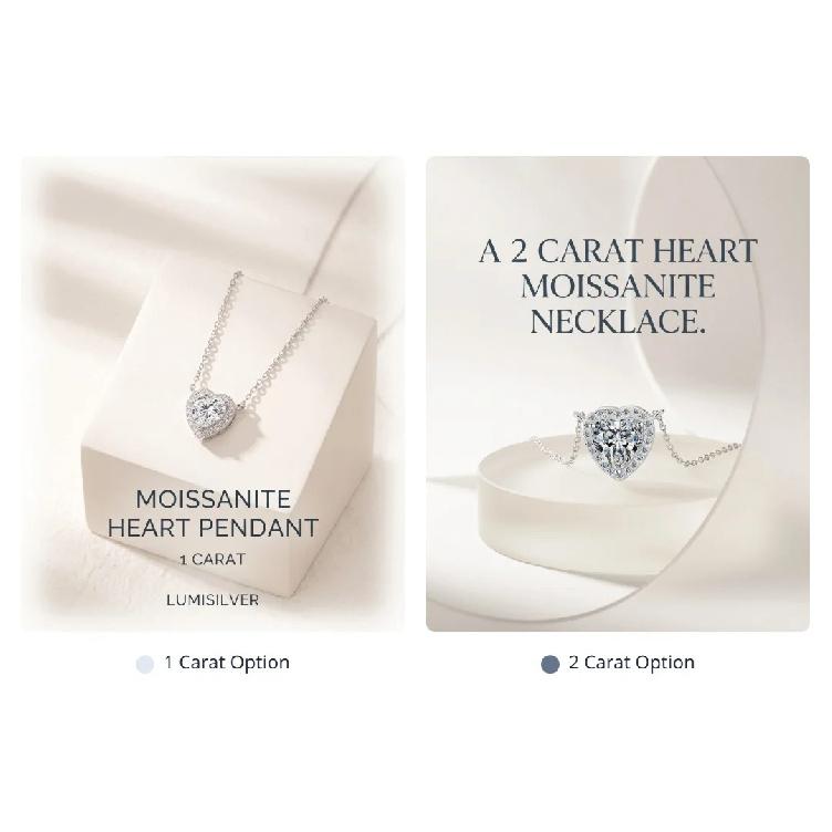 Women's Bestselling S925 Sterling Silver Heart Pendant Necklace with Moissanite Luxury Clavicle Chain Jewelry Accessory