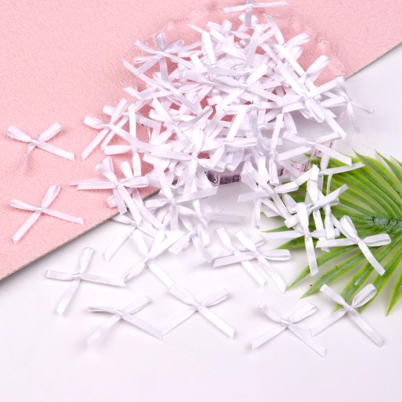100pc 3cm Mini Ribbon Bows Flower for Sewing Appliques Crafts Decoration Hair Accessories Wedding Gift Box Ornament Supplies