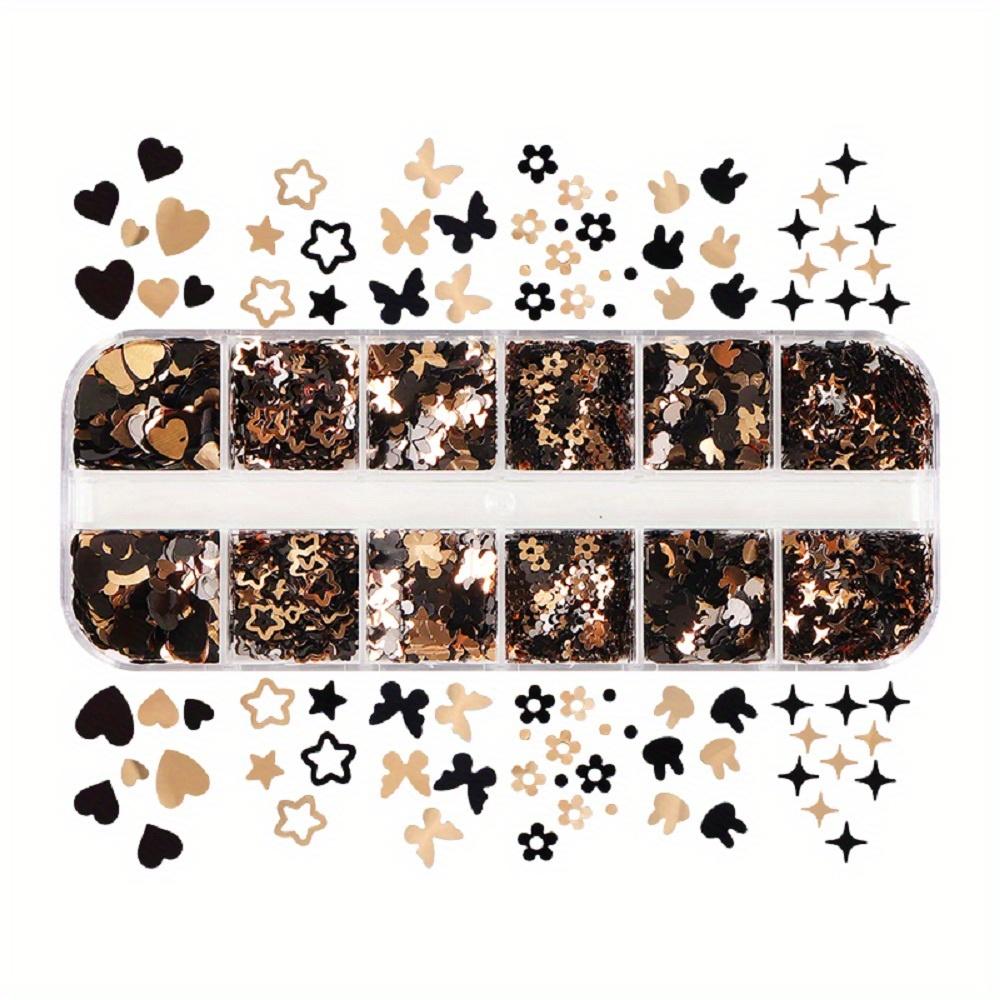 

Винтажные черные золотистые блестки - формы бабочки, кролика, звезды, сердечка любви для смолы, аксессуары для 3D-дизайна, эпоксидная смола