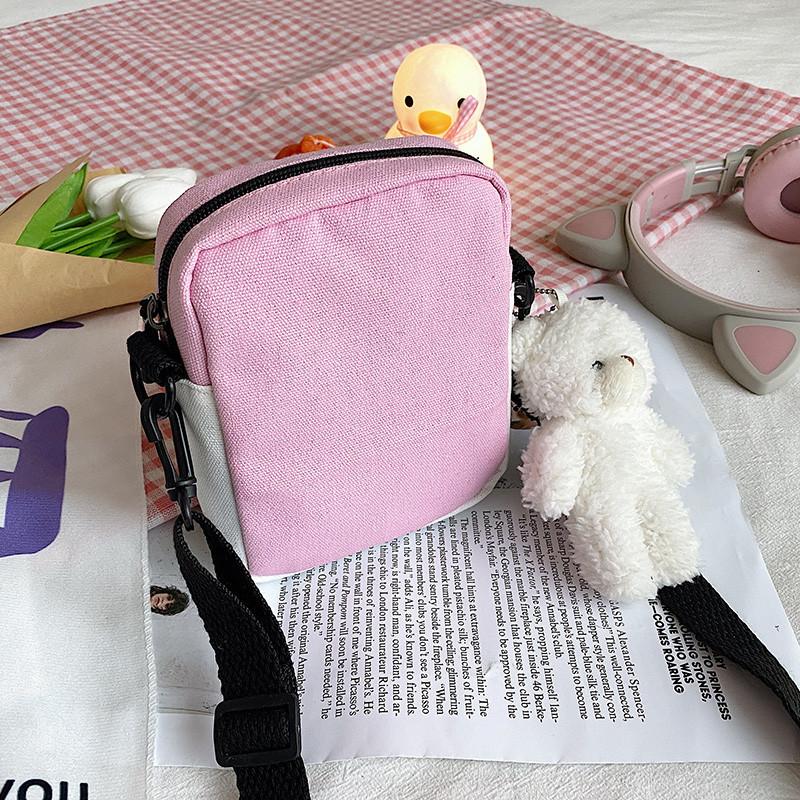 Canvas Shoulder Women'S Bag Small Korean Fashion Messenger Crossbody Bag For Girl Students Cotton Cloth Female Handbags Bolsas