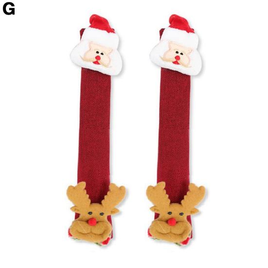 2Pcs Christmas Refrigerator Door Handle Cover Durable Washable Reusable Handle Cover for Festive Decoration