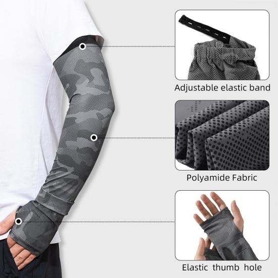 UV Protection Arm Sleeves UPF 50+ Cooling Compression Sleeve Ice Silk Neck Gaiter Face Balaclava for Outdoor Fishing Cycling Hiking