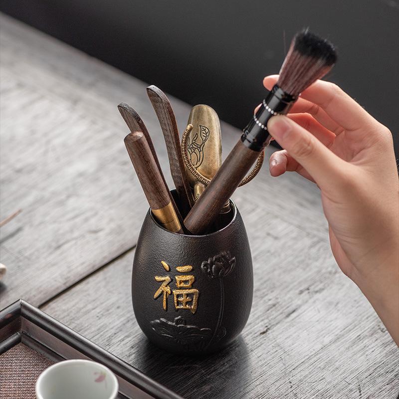 Ebony Tea Ceremony Six Gentlemen Set Kung Fu Tea Set Accessories Daquan 6 Gentlemen Tea Making Tools Tea Needle Clip, Tea Knife