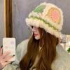 Faux Rabbit Fur Earflap Bucket Hat Fluffy Winter Windproof Hat Warm Fisherman Knitted Hat  Girls