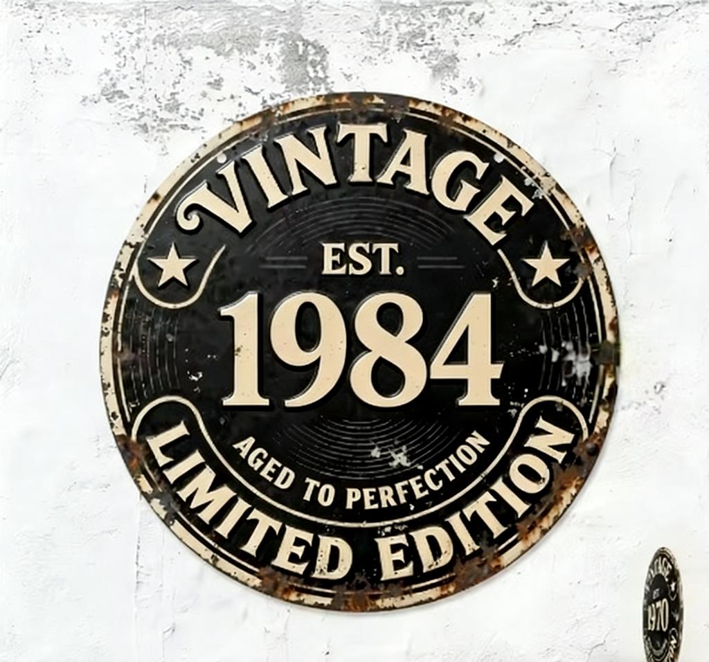 Vintage Limited Edition Round Metal Sign Retro Aged to Perfection Wall Decor for Bar Cafe Home