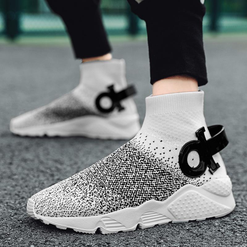Men's shoes fly-woven socks shoes fashion shoes spring and autumn foot net cloth surface large size light casual shoes sports shoes