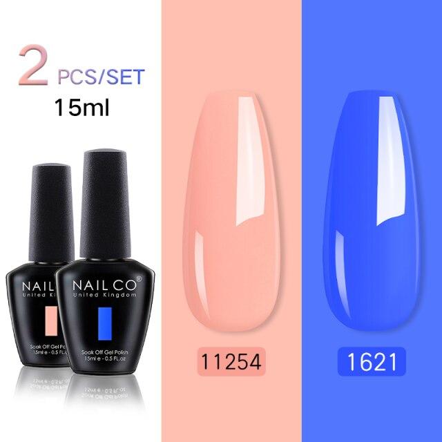 NAILCO 2 цвета, 15 мл, набор гель-лаков для ногтей Vernis, полуперманентный УФ-светодиодный гель для дизайна ногтей, принадлежности для профессионалов, отмачиваемый верхний слой