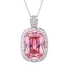 Jewelry Copper Bottom Gold-Plated Simulation Aquamarine Pink Diamond Temperament Light Luxury Pendant Necklace Fat Square Master 15 * 20