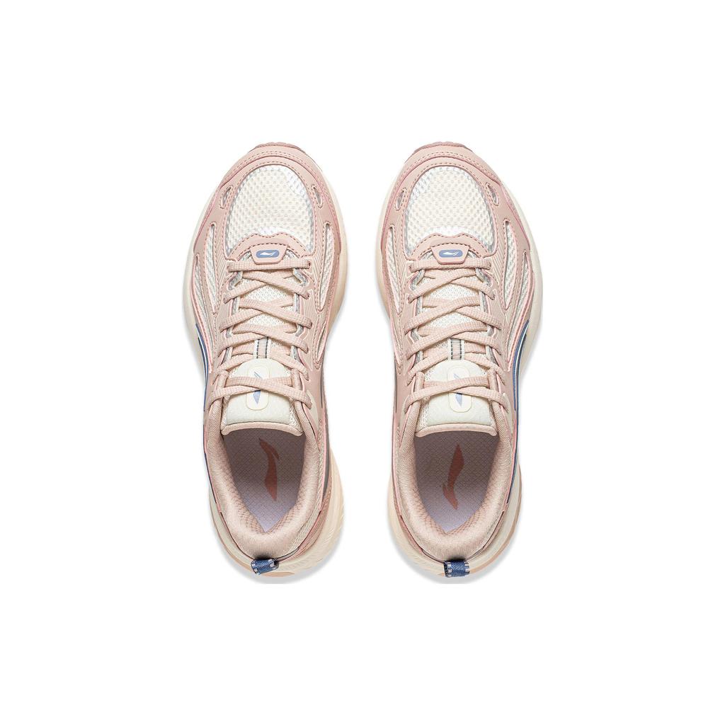 New LiNing Feather V2 Cushioned Slip Resistant Abrasion Resistant Low Top Running Shoes Women's Tea Orange Pink ARXT022-6