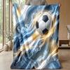 Argentina Football Printed Flannel Blanket Skin Friendly Warm Decorative Throw for Indoor Couch Bed Daily Use