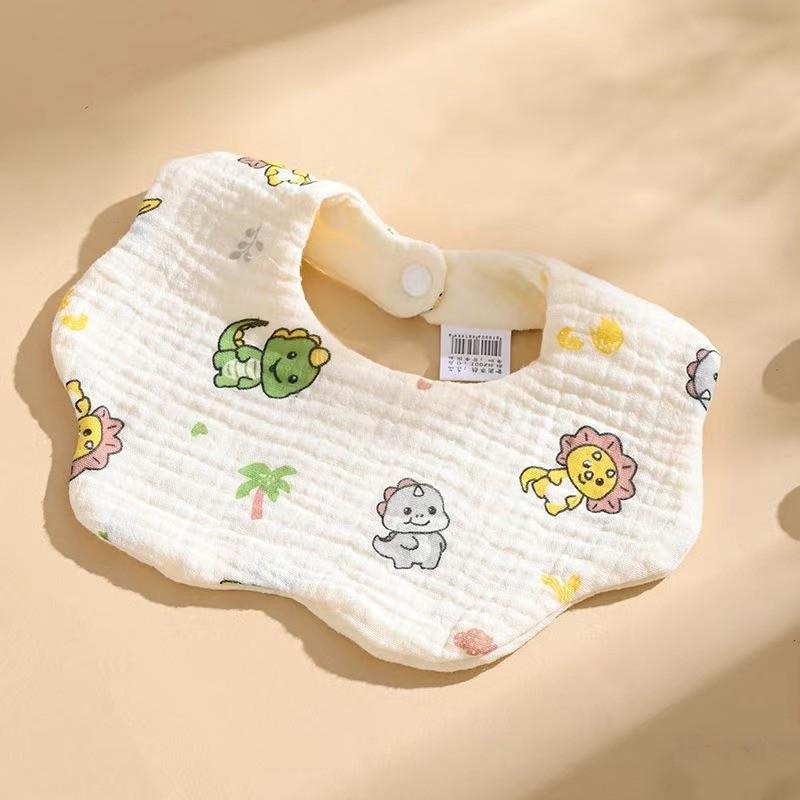 Cross-Border Six-Layer Cotton Crepe Baby Drool Bib - Pure Cotton Crinkled Gauze Marshmallow Bib