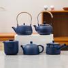 Blue Ceramic Tea Set Handmade Teapot Chinese Coarse Pottery Side Handle Pot Teacup Fair Cup Teaset Accessories Tea Strainer