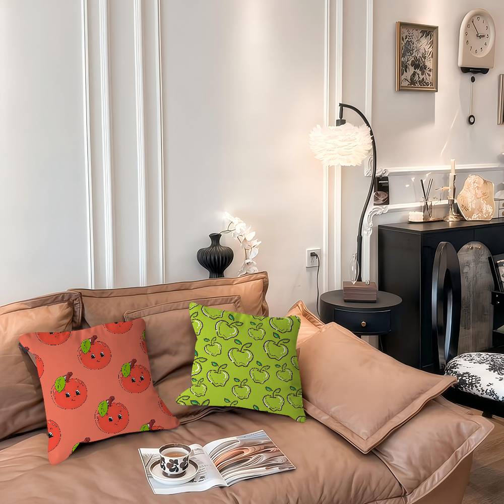 Cartoon Apple Simple Pillow Case Removable Washable Cushion Cover – All-Season Soft Linen