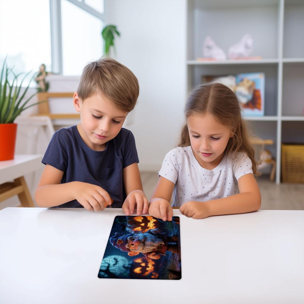 Roztomilé fotografie halloweenských puzzle, puzzle, rodinné vzdělávací hry, rodinné dekorativní obrazy.