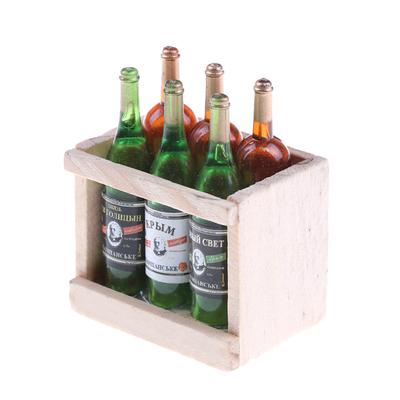 6 Bottiglie di Succo di Vino con Cucina in Miniatura in Legno Giocattolo per Bevande Casa delle Bambole Regalo