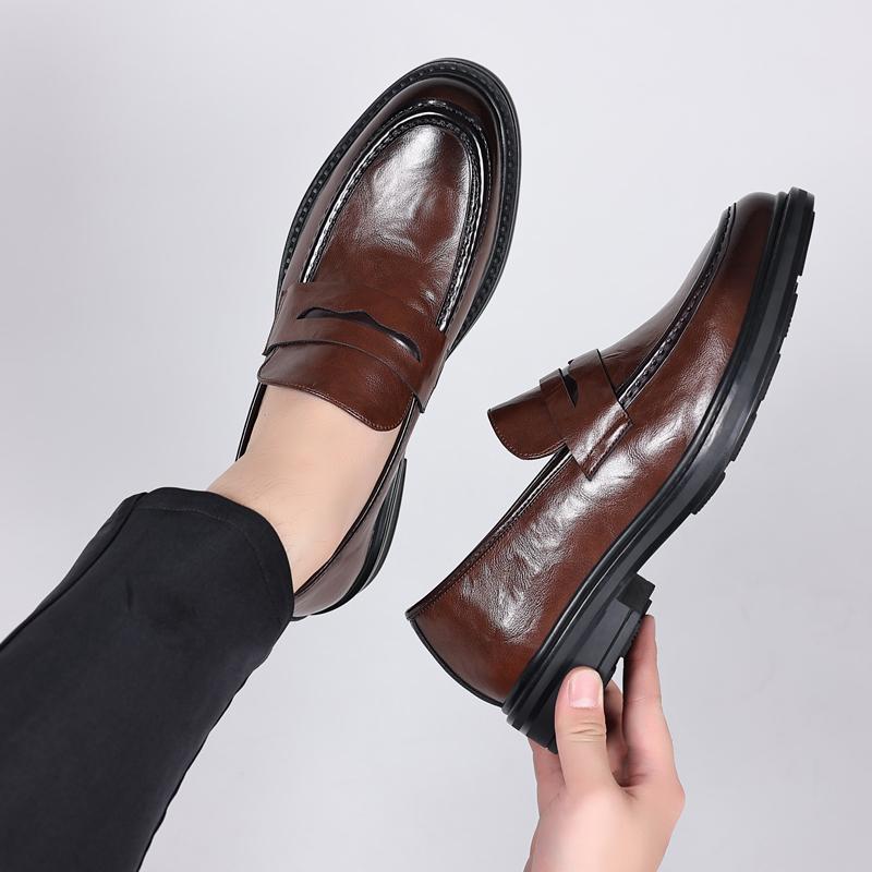 Business Dress Loafers Man Genuine Leather Casual Business Dress Shoes Retro Slip On Flats Men's Leisure Moccasins Party Loafers